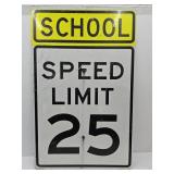 24X48" Metal Sign SCHOOL SPEED LIMIT 25