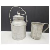Primitive  Milk Can 11"h  /  Aluminum Pitcher