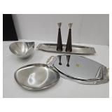 MCM Bronze Candlesticks, Sweden Tray, Kromex +