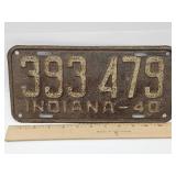 1940 Indiana License Plate