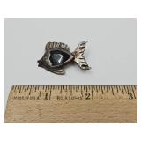 Sterling Pin Fish with Black enlay