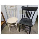 2 Vintage Wooden Chairs, Farmhouse Style +