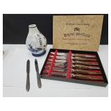 Sheffield Knife Set & 2 VTG Knives,Holland Candlhr
