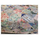 64"x60" Log Cabin Quilt Some Tears