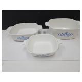 3 Corning Ware Baking DIshes 5.25"-7" W