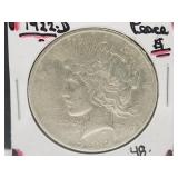 1922 D Silver Peace Dollar Coin