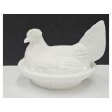 Vintage Hen on a Nest One Eye Missing  7" Long