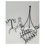 Lot Wrought Iron Cupholder, Napkin Holder, +