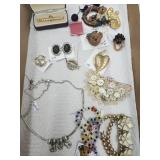 Costume Jewelry Deb Necklace, Pins, Earrings, +