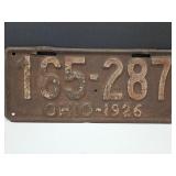 1926 Embossed License Plate