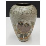 Brass Vase 6" w/Etched Decor