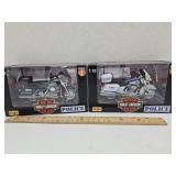 Two 1:18 Scale Harley Davidson Police Motorcycles