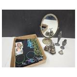 Costume Jewelry Dresser Mirror & Shakers +