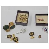 Vintage Brooch , Tie Clips, Cuff +