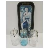 Coca Cola Tray & Quart Size Ball Jars
