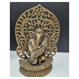 Vintage Brass Ganesha Sitar Statue 9"