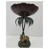 Anglo Indian Serving Bowl Camel Palm Trees 18"h