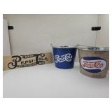 Pepsi Metal Bucket & Wood Sign