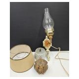 VTG Wall Light & Signed Pottery, Owl Candle Holder