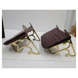 Vintage Brass & Wood Wal Shelves 9" wide