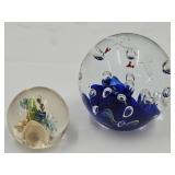 2 Unmarked Paperweights  Geese +