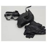 Motorcycle Goggles, Gloves & Hat