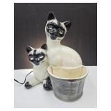 MCM Siamese Cat TV Lamp Eyes Light Up  See Cracks