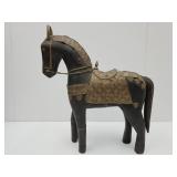 Vintage Horse Brass & Copper Wood Carved 15"