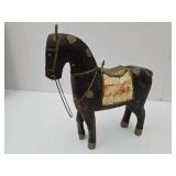 Vintage Horse Brass Copper Bone Inlay Saddle 12"