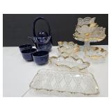 Glassware w/Gold Trim, Art Deco Tea Pot Set