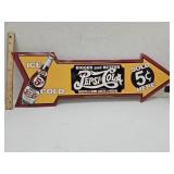 Pepsi Cola Metal Arrow Sign 27" x 9"