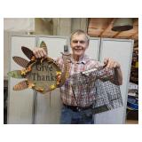 Give Thanks Metal Turkey &  LG Bird Feeder