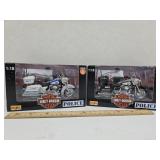 Two 1:18 Scale Harley Davidson Police Motorcycles