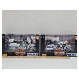 Two 1:18 Scale Harley Davidson Motorcycles