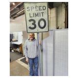 SPEED LIMIT 30 MPH Metal Sign with Post 24 x 30