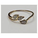 Adjustable 925 Silver Ring, Gold Tone