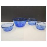 Cobalt Blue Anchor Hocking Nesting Bowls 6.5- 10"w