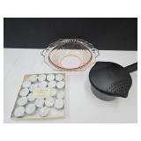 Oink Depression Bowl, Pampered Chef Strainer +