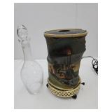 VTG Lamp Damaged, & Decantor Bottle w/Stopper
