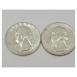 2    1964 SIlver Washington Quarter Coin