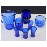 Cobalt Glass, Shot Glasses, Viking, Creamer +