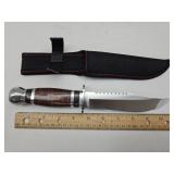 New 10" Wood Handle Knife w Sheath Loose Handle
