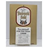 NOS 1986 Vintage HUDEPOHL GOLD Beer Adv Calender