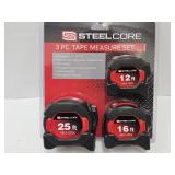 Lot of 3 New Tape Measures 12 to 25 ft