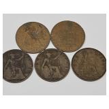 5 British LG  Pennies 1917, 1917, 1929, 1967&1967