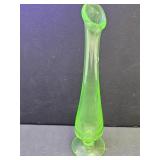 Uranium Glass 9" Bud Vase