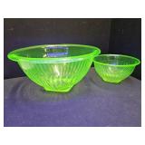 Uranium Glass Bowls 5.25" & 9.5" W