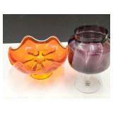 7" w Viking Glass Short Compote & Amethyst Dish