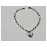 925 SIlver Bracelet w/Heart Charm