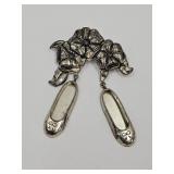 Sterling Silver  Brooch with Sterling Slippers